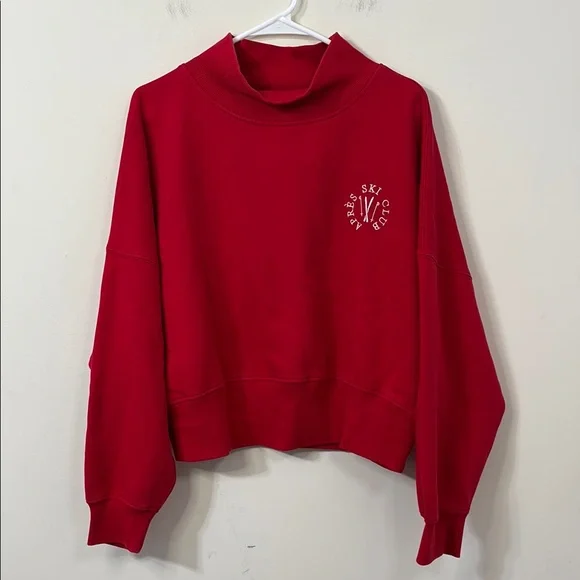 Wild Fable Apres Ski Mockneck Oversized Cropped Sweater Red Size XL NWT - Picture 2 of 8